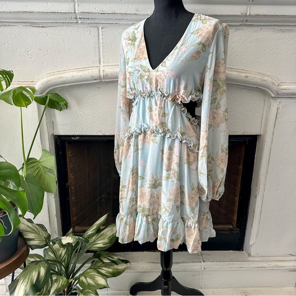 She + Sky | Floral Effortlessly Chic Cutout Sides Ruffle Dress - Picture 8 of 8
